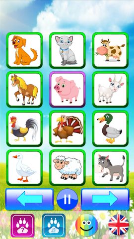 Screenshot 1: Animal sounds. Learn animals names for kids