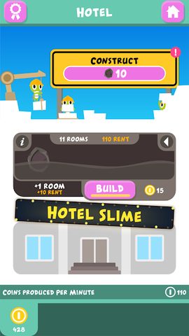 Screenshot 1: Hotel Slime - Clicker Game