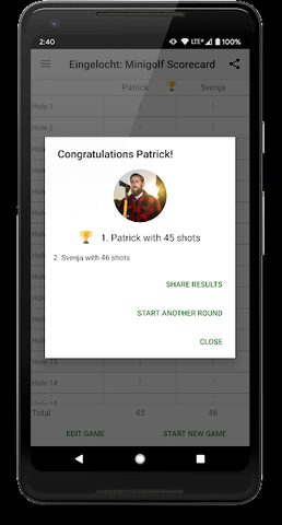Screenshot 2: Eingelocht: Minigolf Scorecard