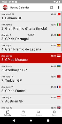 Screenshot 3: Racing Calendar + Ranking 2022