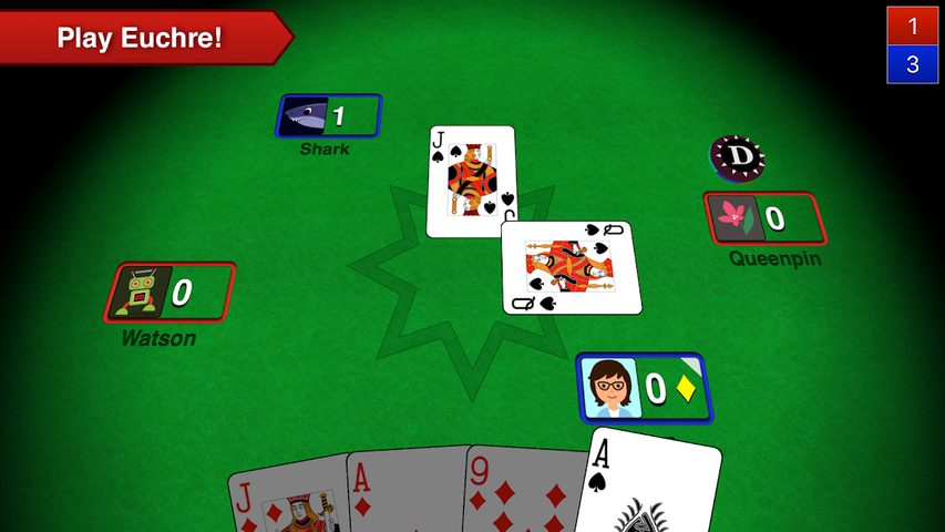 Screenshot 1: Euchre 3D