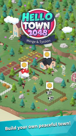 Screenshot 1: HelloTown 2048 - Merge Tycoon