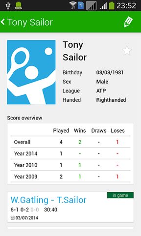 Screenshot 3: Tennis Math: score keeper and statistics tracker