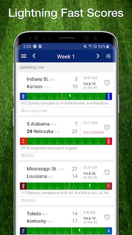 Screenshot 1: College Football Live Scores, Plays, & Schedules