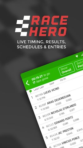 Screenshot 1: RaceHero Live Timing & Results
