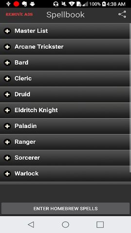 Screenshot 1: 5E Spellbook