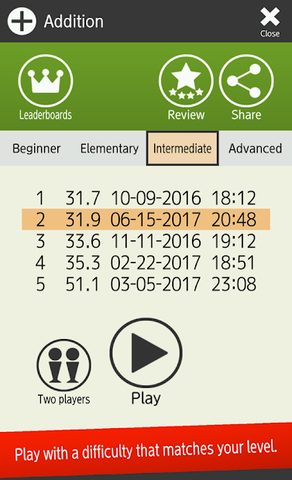Screenshot 5: Mental arithmetic (Math)