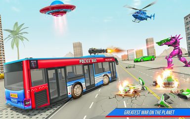 Screenshot 4: Bus Robot Car War - Robot Game