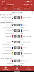 Screenshot 1: Live Scores for Bundesliga 2021/2022