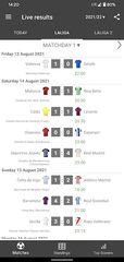 Screenshot 1: Live Scores for La Liga Santander 2021/2022