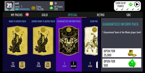 Screenshot 1: NT 21 Draft Simulator + Pack Opener
