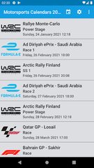Screenshot 1: Motorsport Calendar 2022