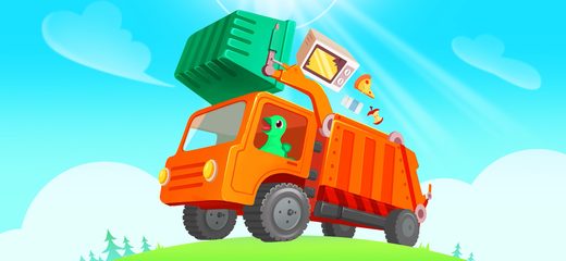 Screenshot 1: Dinosaur Garbage Truck Games 4+