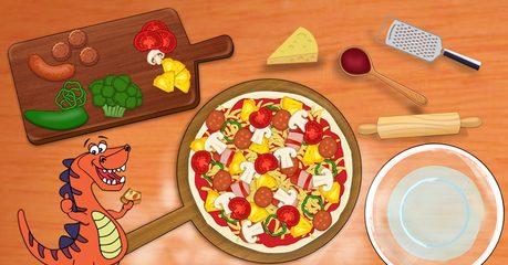 Screenshot 1: Dino Pizza  - Cooking games