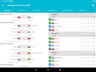 Screenshot 4: Schedule for EuroCup 2020 (2021)