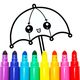 Cute Kawaii Colouring Book for Kids with Glitters